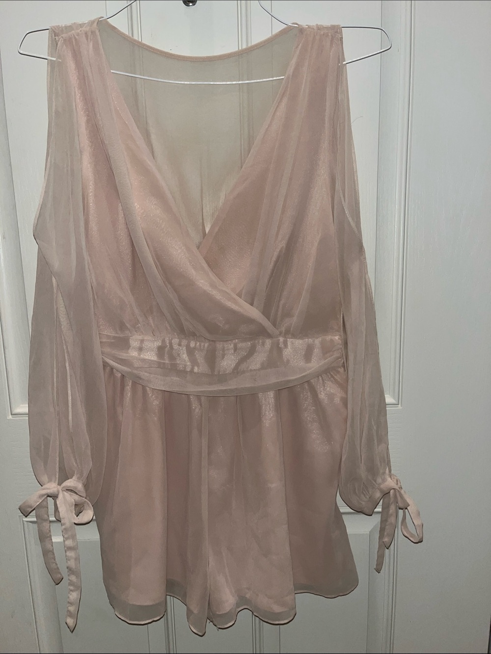VENUS Blush Pink Sheer Long Sleeve Romper